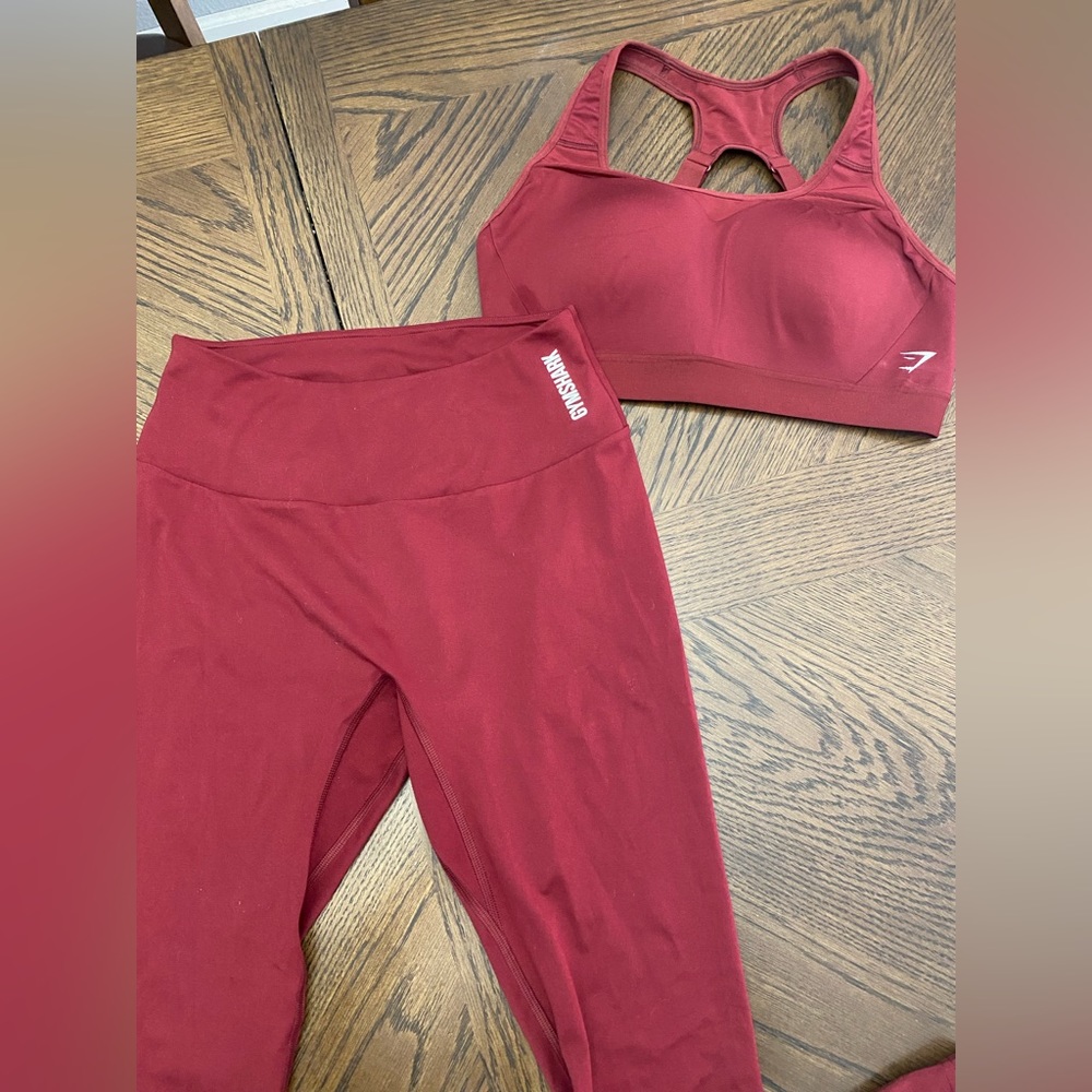 Burgundy gymshark outfit size medium